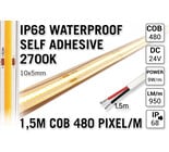 AppLamp 1.5m IP68 Waterdichte COB 2700K Warm Wit Led Strip | 9W pm  24V | 480 pixels pm - Zelfklevend