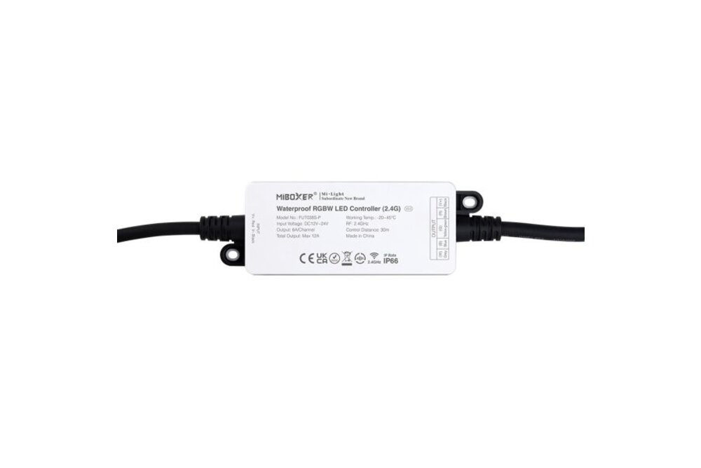 MiLight Waterbestendige RGBW LED strip controller 12A, 12V-24V IP66