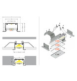 LUMAX503 53mm verzonken Led Profiel 1m-2m