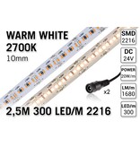 AppLamp ProLine PRO LINE Warm Wit Losse Led Strip | 2.5m 300 Leds pm Type 2216 24V 20W pm