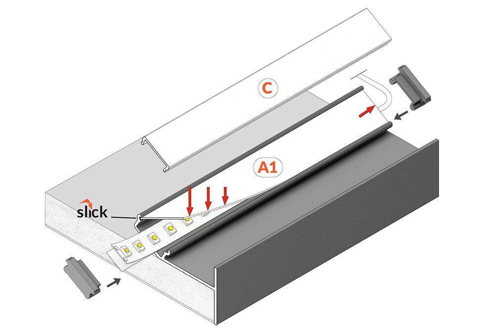 VERSO 12mm opbouw Led Profiel - Plafond indirecte verlichting