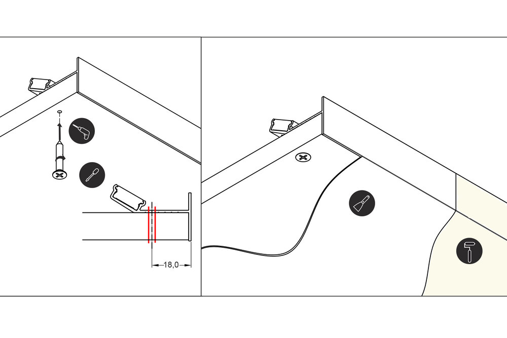 VERSO 12mm opbouw Led Profiel - Plafond indirecte verlichting
