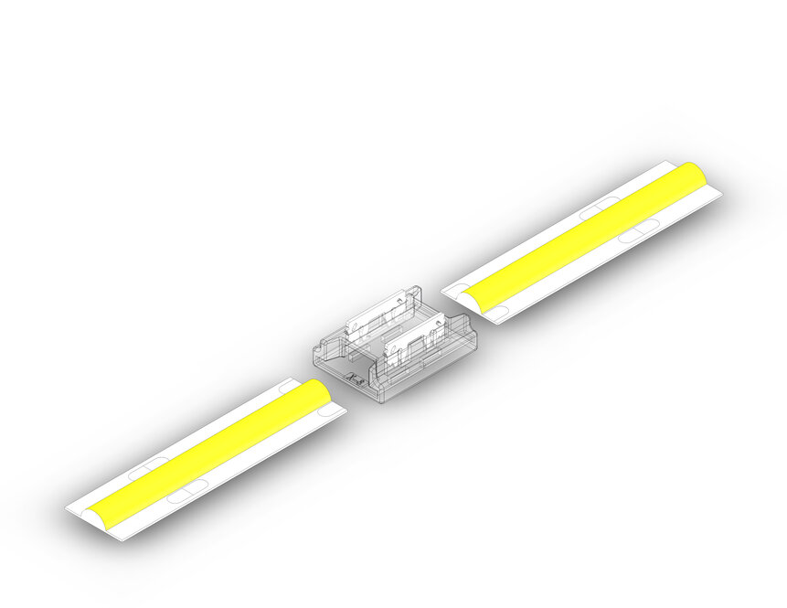 COB LED koppelstuk voor enkelkleurige ledstrips, soldeervrij. Voor 8mm ledstrips