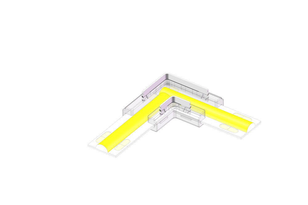 COB LED 90° hoek L-connector voor enkelkleurige ledstrips, soldeervrij. Voor 8mm ledstrips | (L 17,1mm x L 9,8mm x H 5mm)