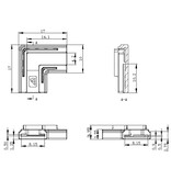 COB LED 90° hoek L-connector voor enkelkleurige ledstrips, soldeervrij. Voor 8mm ledstrips