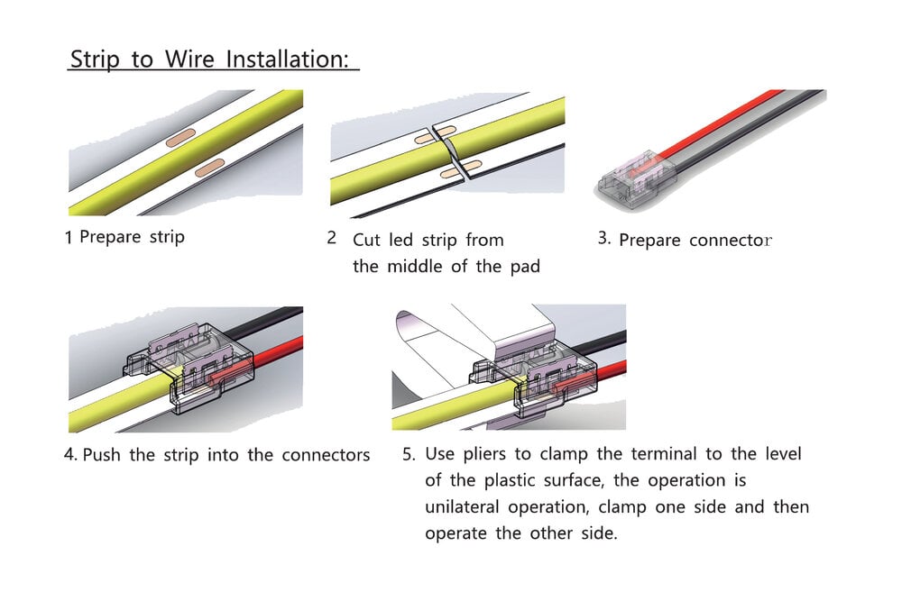 Witte COB LED strip soldeervrije flexibele connector voor 8mm ledstrips