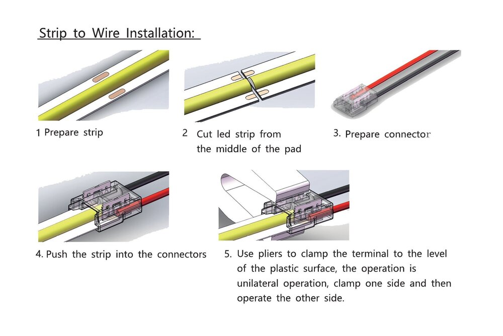 Witte COB LED strip soldeervrije voedings connector voor 8mm ledstrips