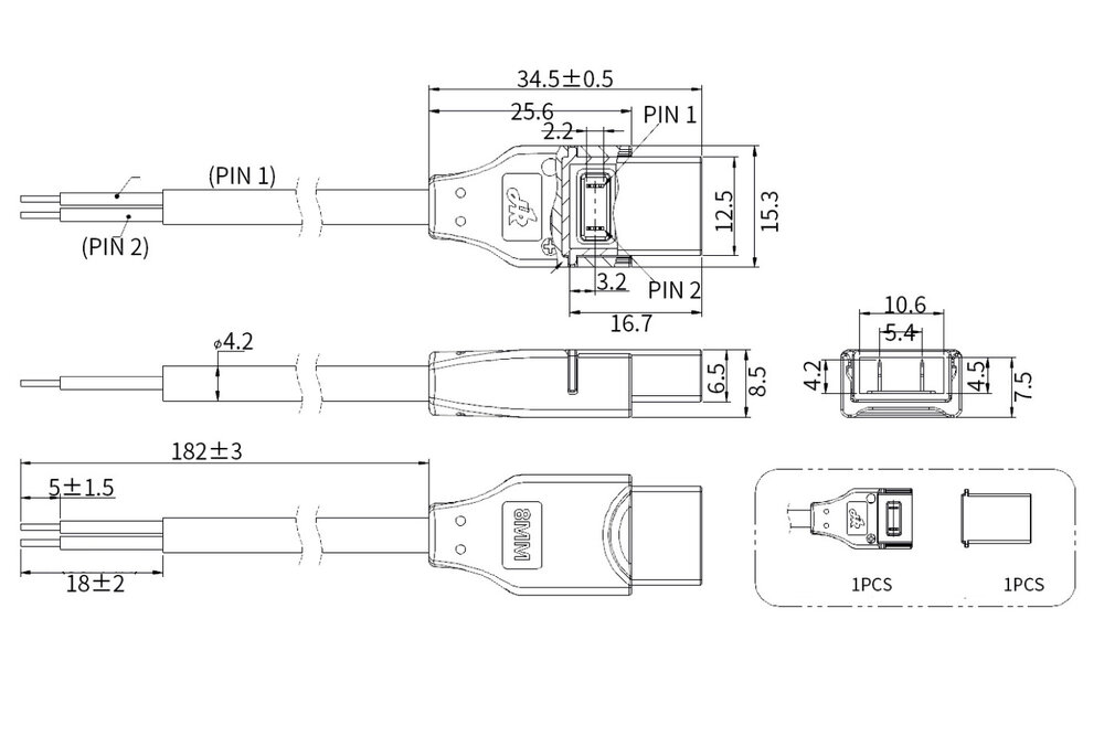 IP68 Waterdichte Witte COB LED strip soldeervrije voedings connector voor 8-10mm ledstrips