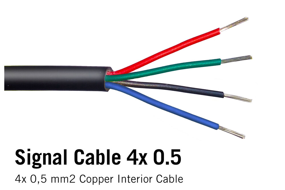 Ronde kabel 4x 0.5mm2  rood, groen, blauw, zwart