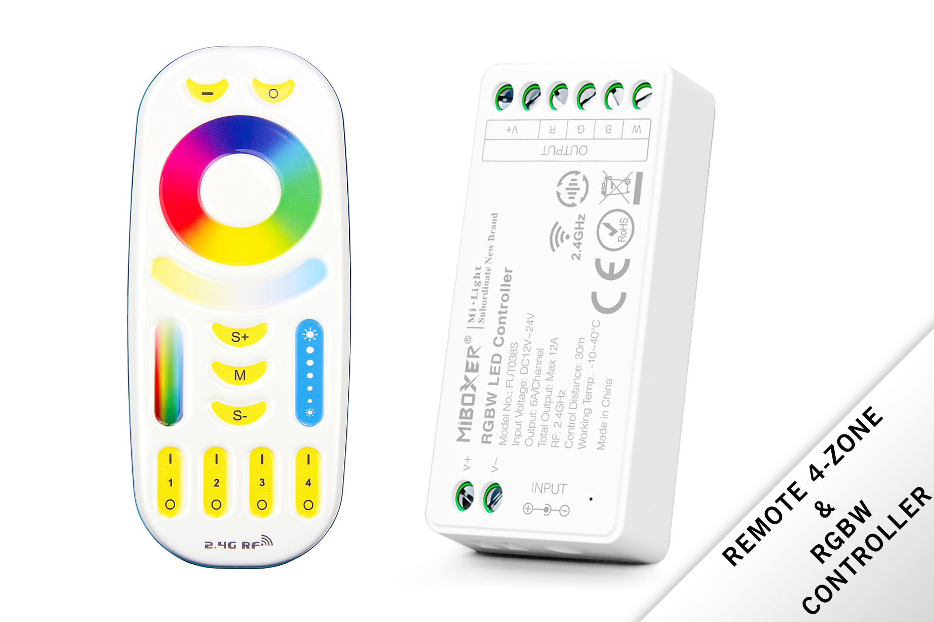 MiLight MiLight  RF RGBW Ledstrip controller met RF afstandsbediening 12A