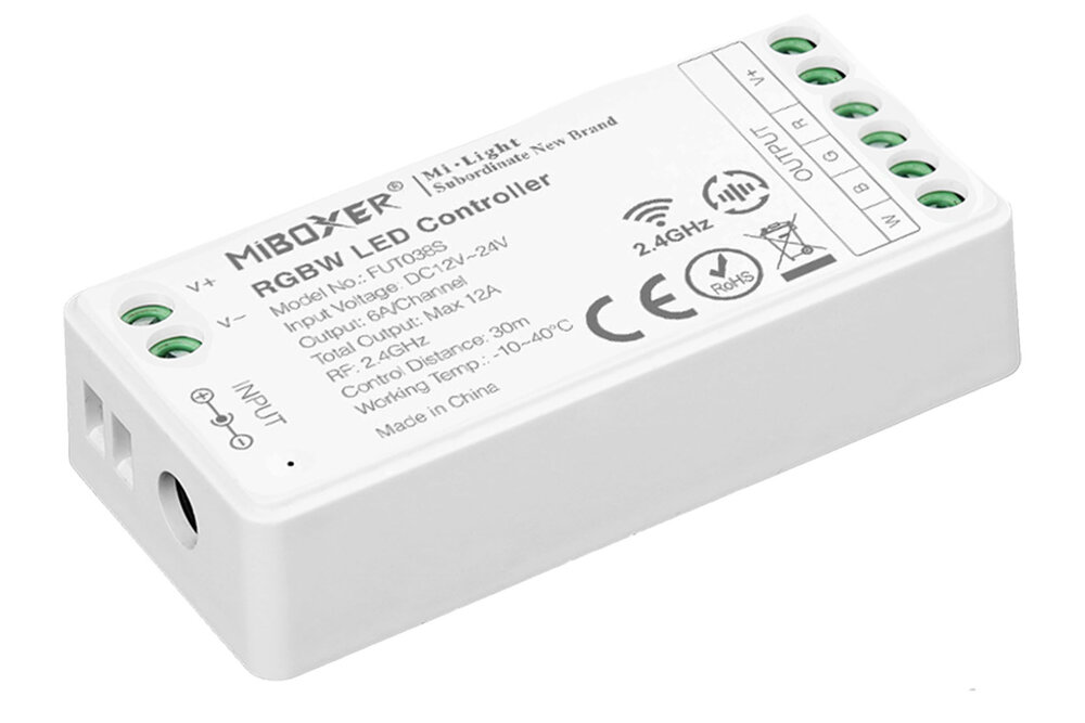 MiLight MiLight  RF RGBW Ledstrip controller met RF afstandsbediening 12A