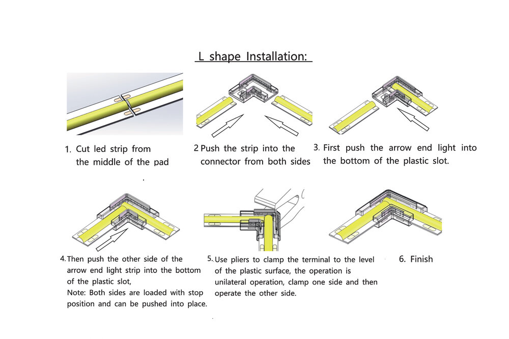 AppLamp  L-Connector voor 3-polige 10mm COB Dual White CCT LED strips, soldeervrij