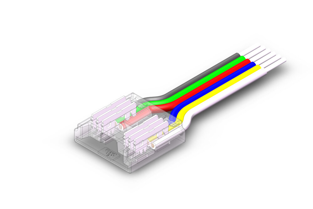 Voedingsconnector voor COB RGB+Dual White Led Strips | Soldeervrij