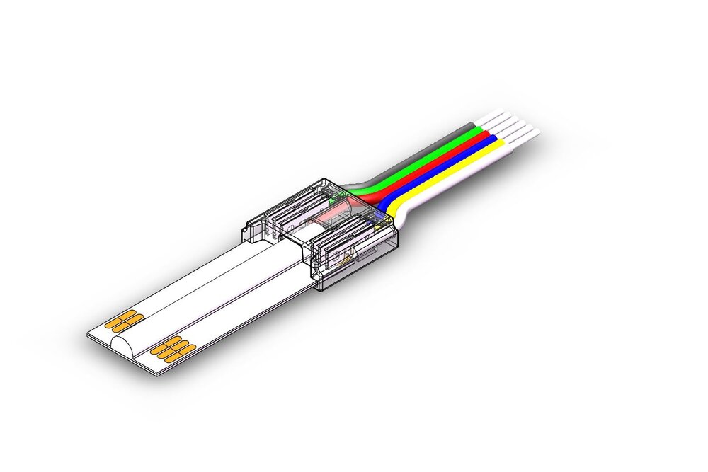 Voedingsconnector voor COB RGB+Dual White Led Strips | Soldeervrij