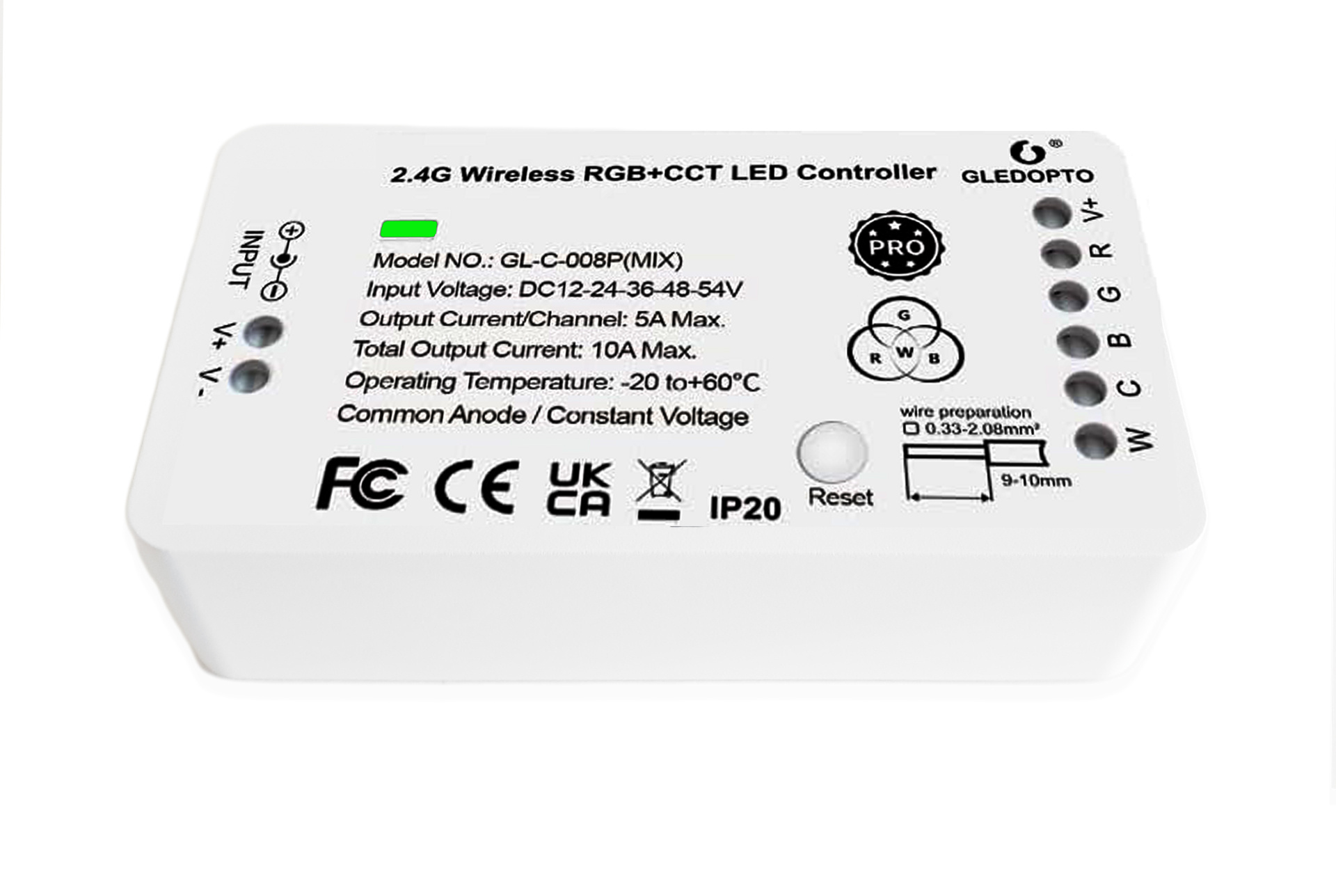 GLEDOPTO RGB+CCT Gledopto Zigbee Pro Controller GL-C-008P MIX | 12-54 Volt