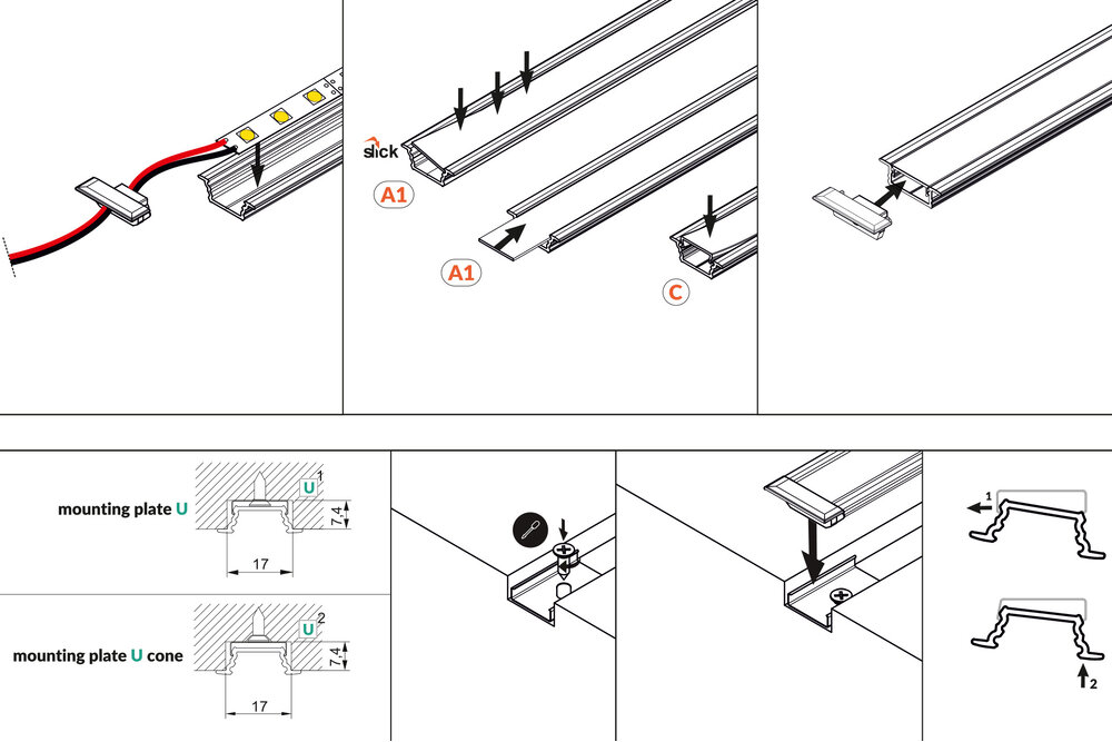 LINEA10 V2 10mm Verzonken Led Profiel 2m