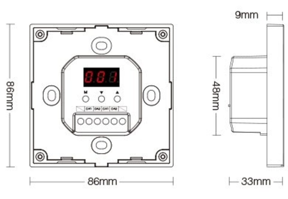 MiLight DALI DT6 4-Zone Enkelkleurige Panel Touch Wandpaneel