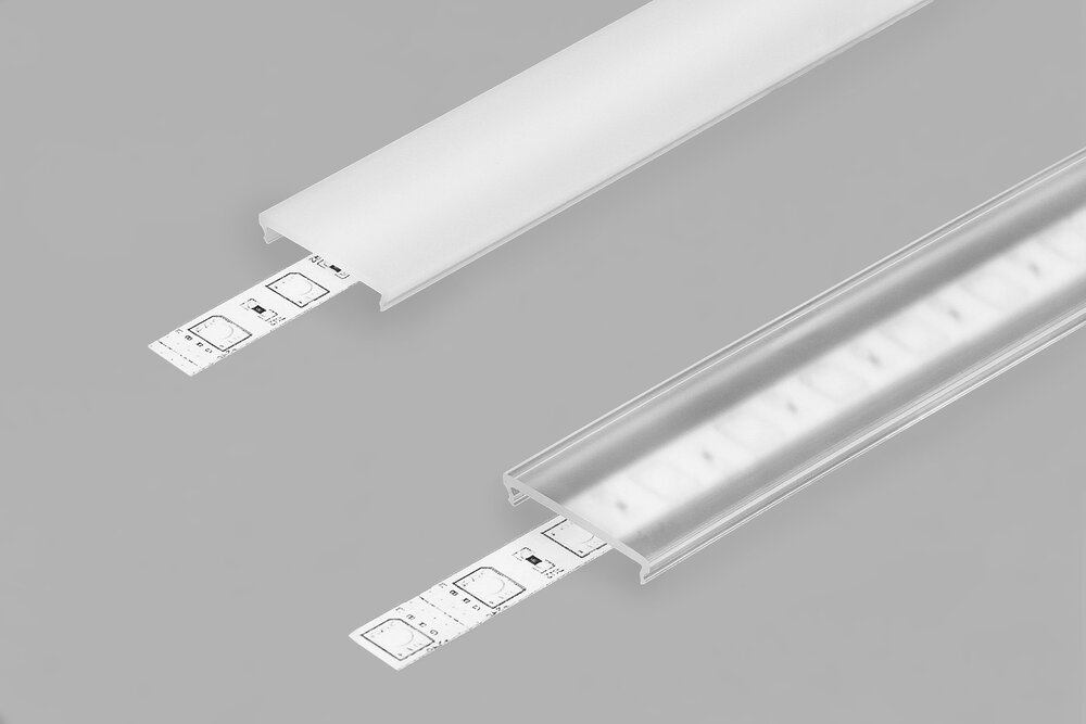 Cover F Clickon in 1m of 2m lengte voor profiel type FLUID14,LINEA14 (niet V2), ANGLE14 en NOVA20