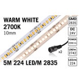 AppLamp ProLine PRO LINE Warm Wit Led Strip | 5m 224 Leds pm Type 2835 24V Losse Strip - Super bright - 2742 Lumen per meter