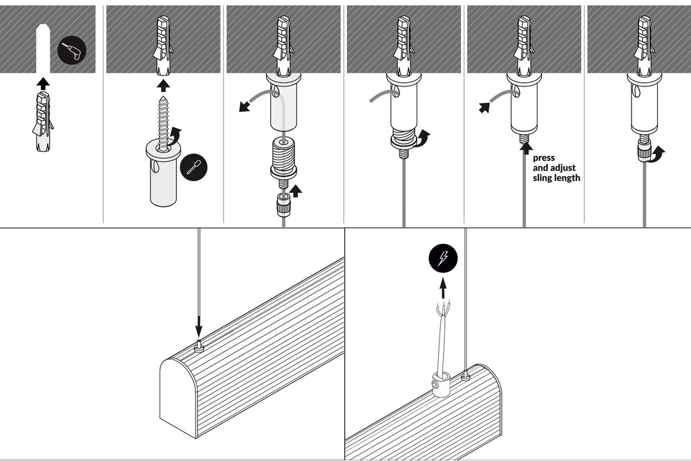 Staalkabel ophangsysteem - 1,5 of 3 meter lengte