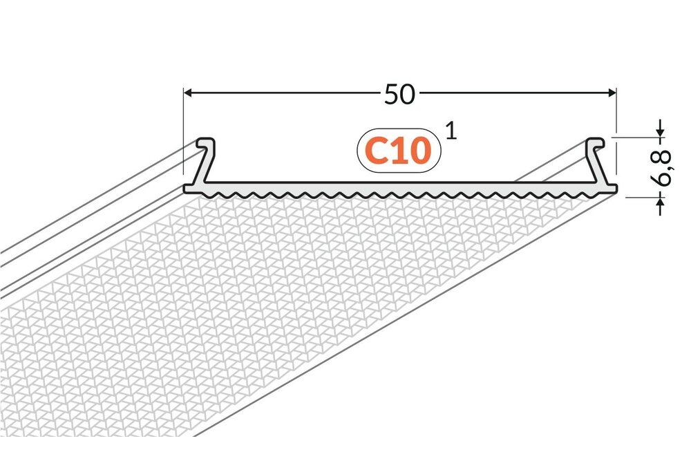Cover C10 Opaal prismatisch Clickon | Egale lichtspreiding, lengte 1m of 2m