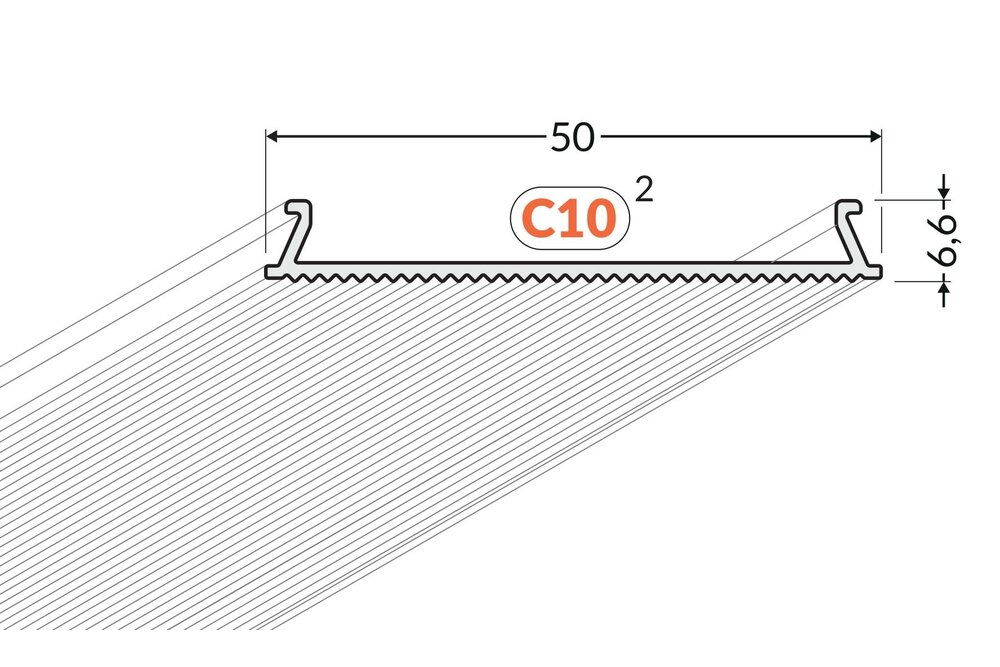 Cover C10 Spot 60° Clickon | Stralingshoek 60°, lengte 1m of 2m