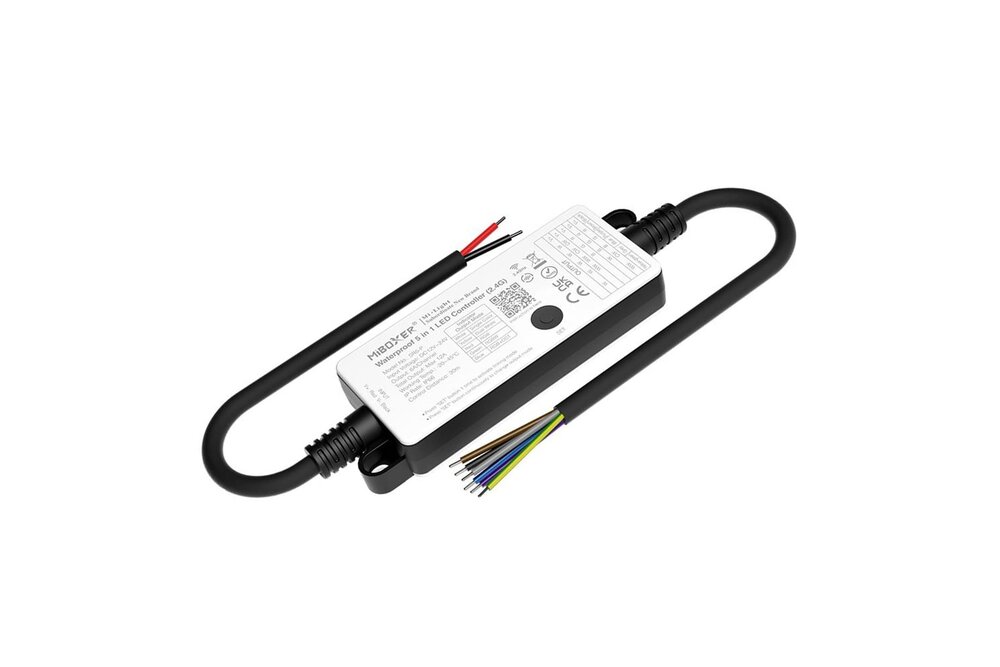MiLight Waterbestendige 5 in 1 Enkelkleurige/DualWhite/RGB/RGBW/RGBCCT LED strip controller 12A, 12V-24V IP66