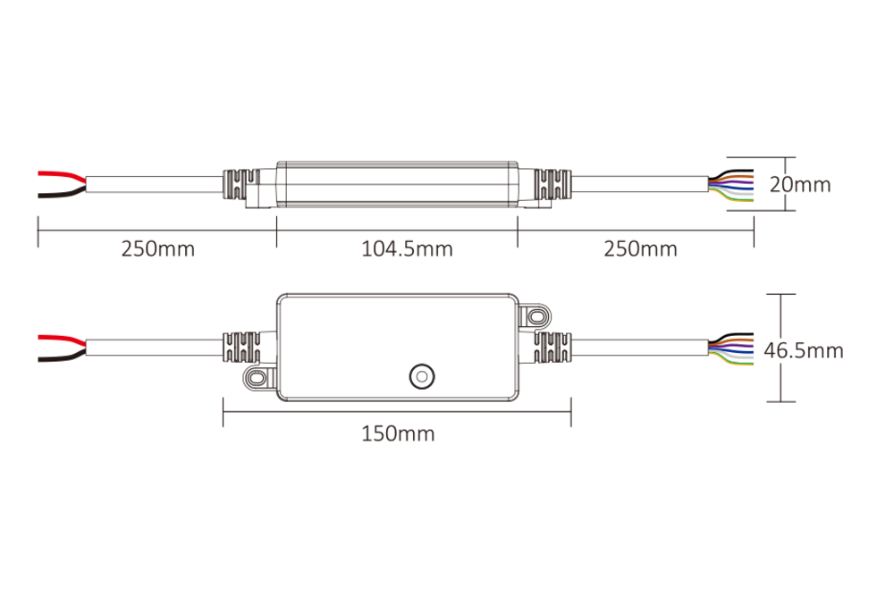 MiLight Waterbestendige 5 in 1 Enkelkleurige/DualWhite/RGB/RGBW/RGBCCT LED strip controller 12A, 12V-24V IP66