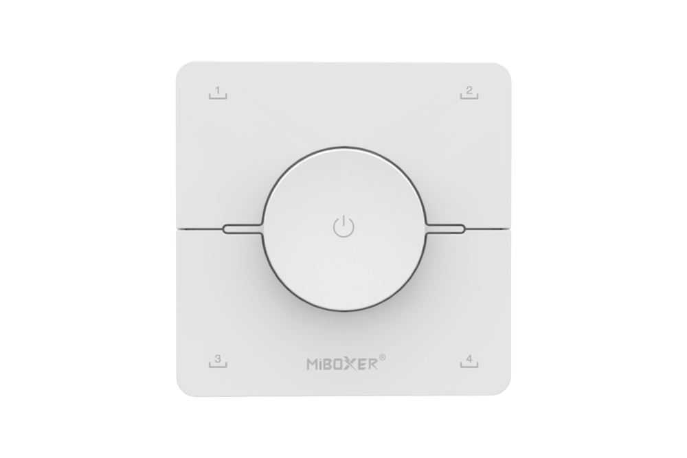 MiLight Draadloze dual white draaiknop wanddimmer, 4 instelbare scène knoppen,  RF 1 kanaal voor Miboxer dimmer module, dual white lampen en controllers -Wit