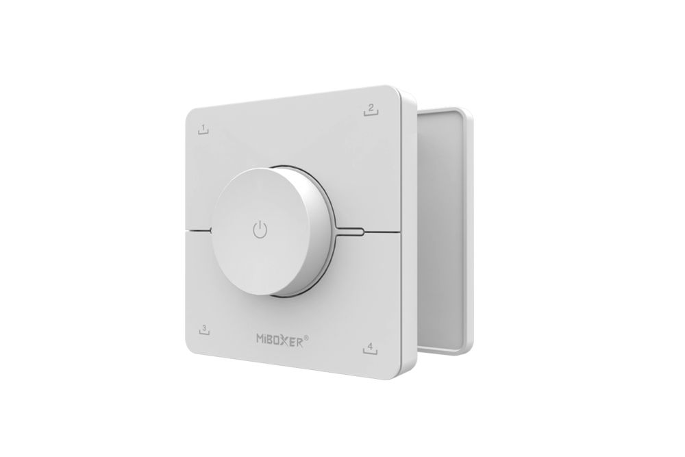 MiLight Draadloze dual white draaiknop wanddimmer, 4 instelbare scène knoppen,  RF 1 kanaal voor Miboxer dimmer module, dual white lampen en controllers -Wit