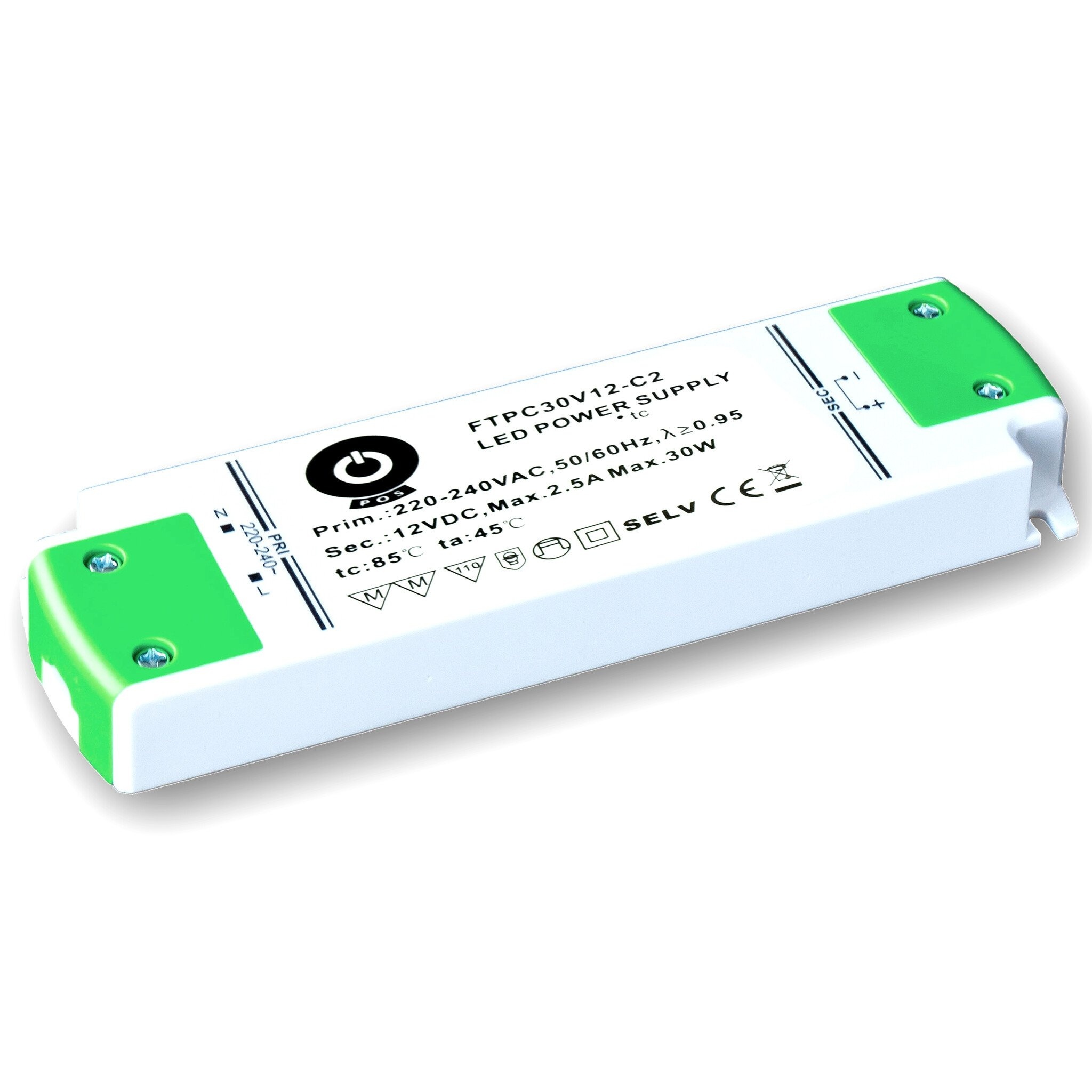 POS-POWER Compacte Constant Voltage Voeding DC 12 Volt 30 Watt 2.5 Ampère