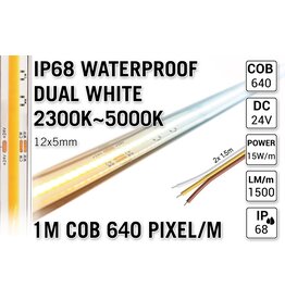 AppLamp ProLine 1m IP68 PRO LINE COB Dual Wit 2300K~5000K CCT Led Strip |  COB 640 Pixels pm 24V - Losse Strip