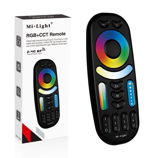 MiLight Zwarte touch Remote RGB+CCT (Dual White) Mi-Light RGBWW met 4-kanalen