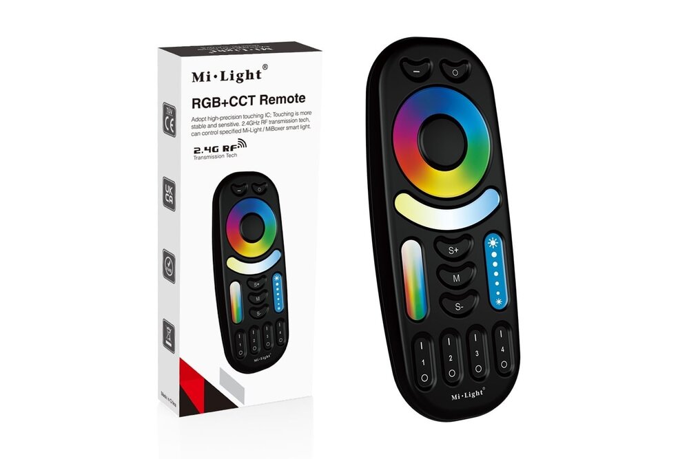 MiLight Zwarte touch Remote RGB+CCT (Dual White) Mi-Light RGBWW met 4-kanalen