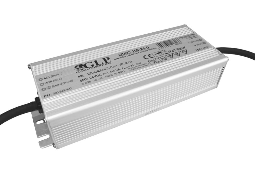 GLP Waterdichte IP67 Dimbare Voeding DC 24 Volt 100 Watt 4.17Ampère
