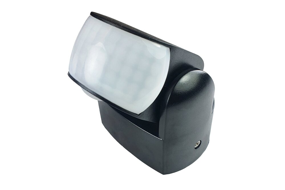 Applamp IP65 Waterbestendige Kantelbare 230 Volt inbouw PIR bewegingssensor 1200W | 10 sec tot 15 min | 12m bereik -  Zwart