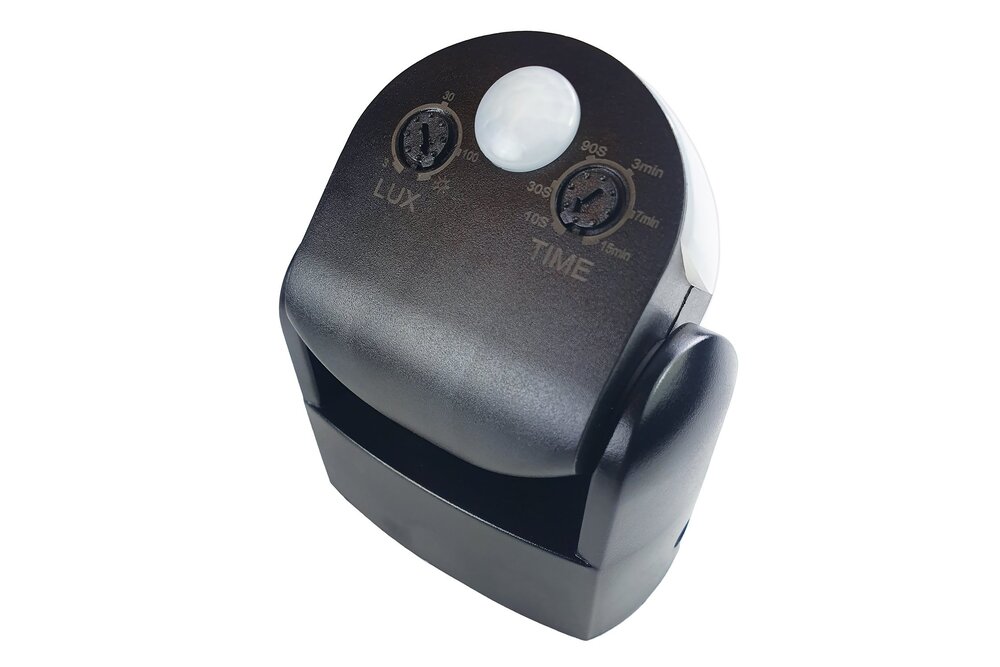 Applamp IP65 Waterbestendige Kantelbare 230 Volt inbouw PIR bewegingssensor 1200W | 10 sec tot 15 min | 12m bereik -  Zwart