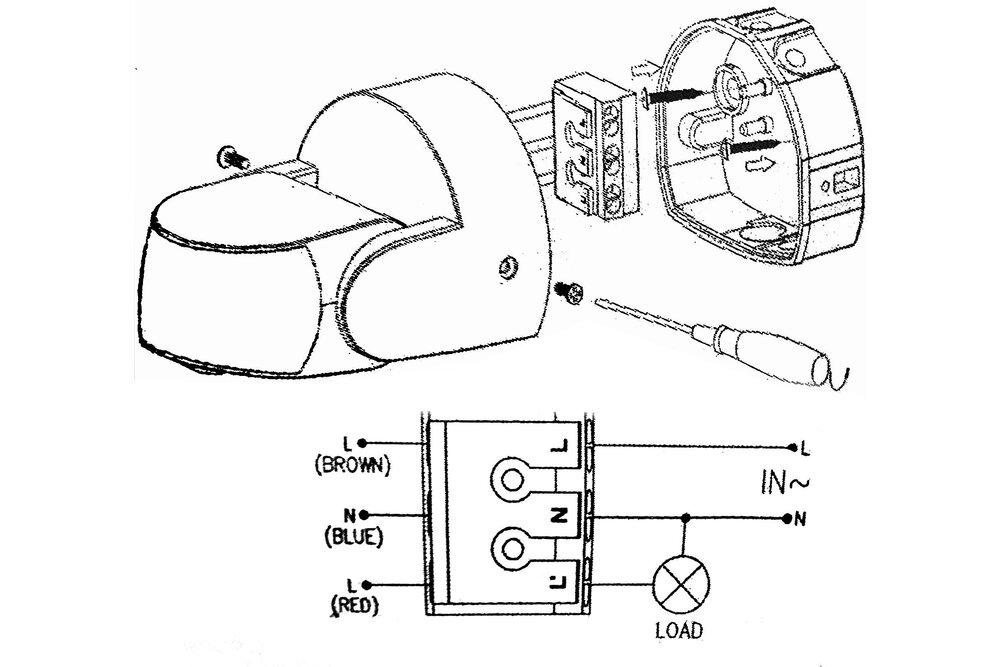 Applamp IP65 Waterbestendige Kantelbare 230 Volt inbouw PIR bewegingssensor 1200W | 10 sec tot 15 min | 12m bereik -  Zwart