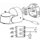 Applamp IP65 Waterbestendige Kantelbare 230 Volt inbouw PIR bewegingssensor 1200W | 10 sec tot 15 min | 12m bereik -  Zwart