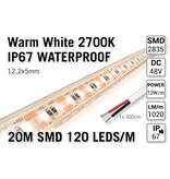 AppLamp 48V 2700K Warm Wit IP68 Waterdicht Led Strip | 20m 120 Leds pm Type 2835 Losse Strip