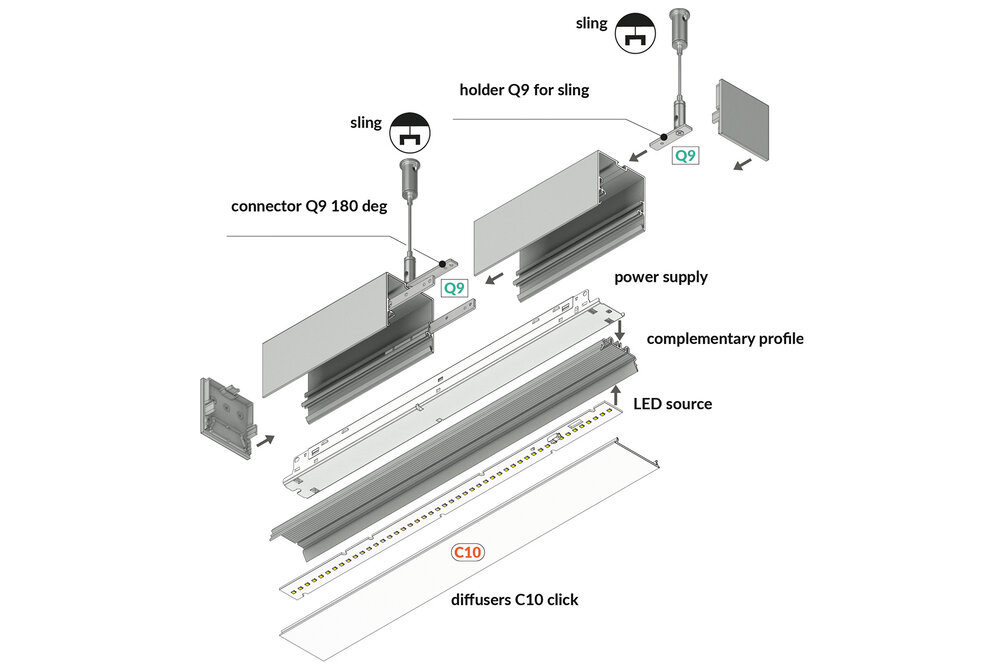 LUMAX502 V2 53mm opbouw Led Profiel 2m