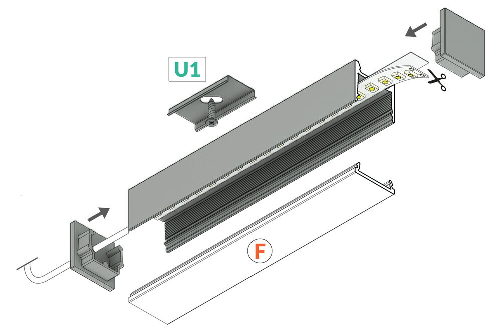 PLEX 14mm Led Profiel Opbouw 2m