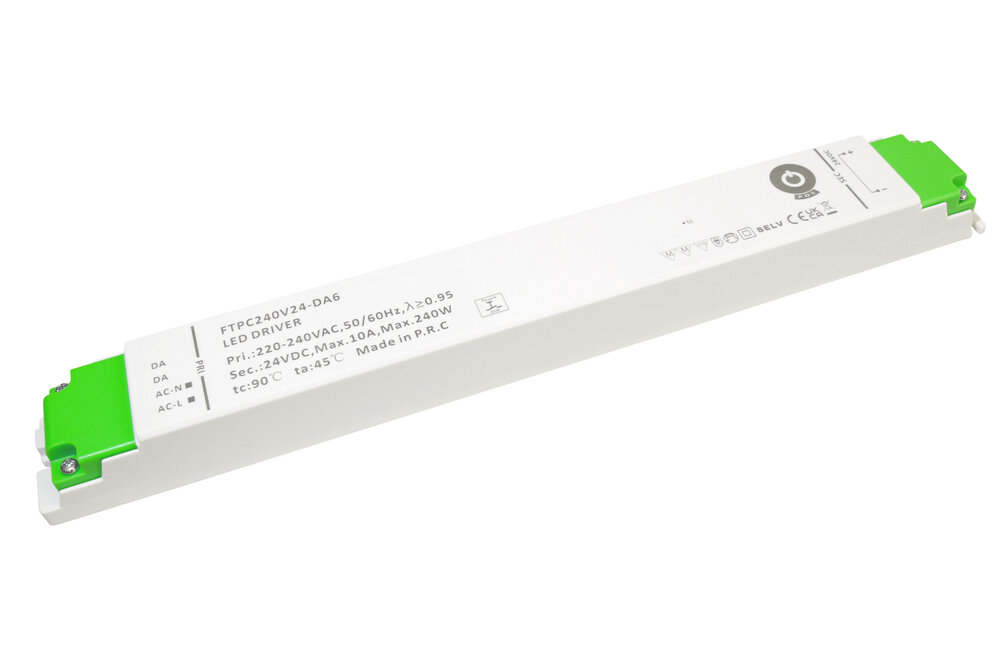 POS-POWER DALI-2 (DT6)  Ultra Dunne Constant Voltage Voeding DC 24 Volt 240 Watt 10Ampère met PFC control
