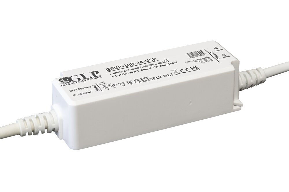 GLP Waterdichte Voeding DC 24V 100 Watt 4.17 Ampère  - Kunststof behuizing