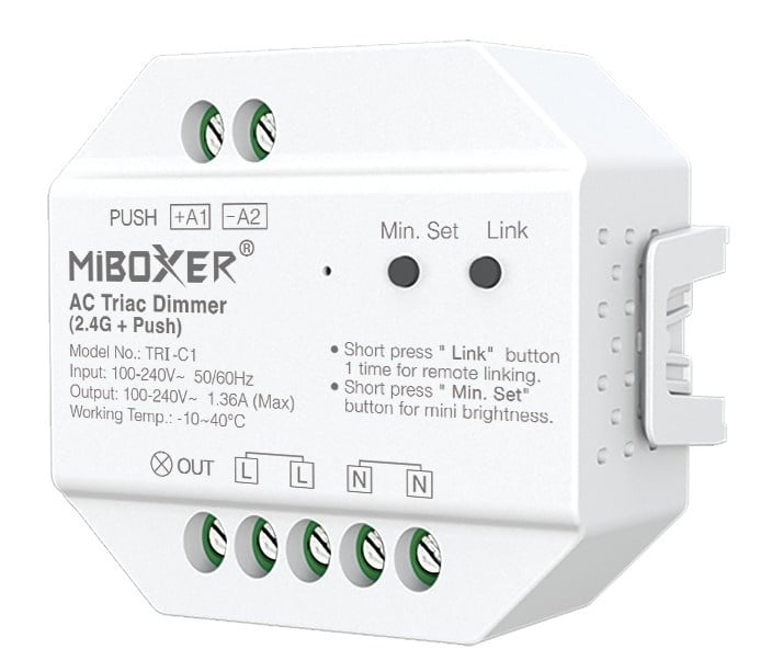 MiLight Miboxer 220Volt Triac Dimmer module voor afstandsbediening en drukknop
