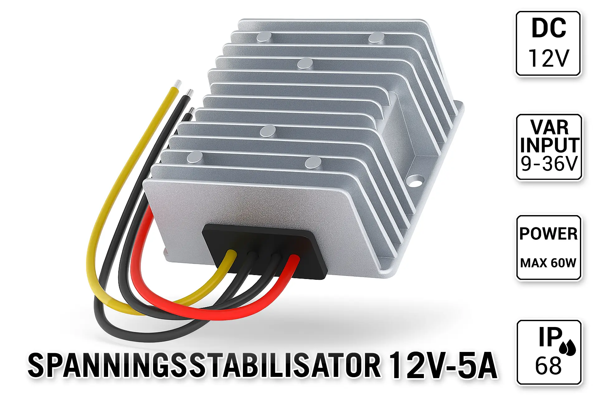 Applamp 12V-5A Spanningsstabilisator voor  (vracht)auto, camper, boot