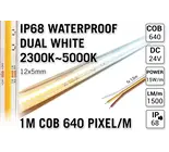 AppLamp ProLine 1m IP68 PRO LINE COB Dual Wit 2300K~5000K CCT Led Strip |  COB 640 Pixels pm 24V - Losse Strip