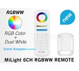 MiLight MiLight RGB+ DualWhite (RGB+CT) hand afstandsbediening,  6-zones, 4  scenes, RF, 2xAAA