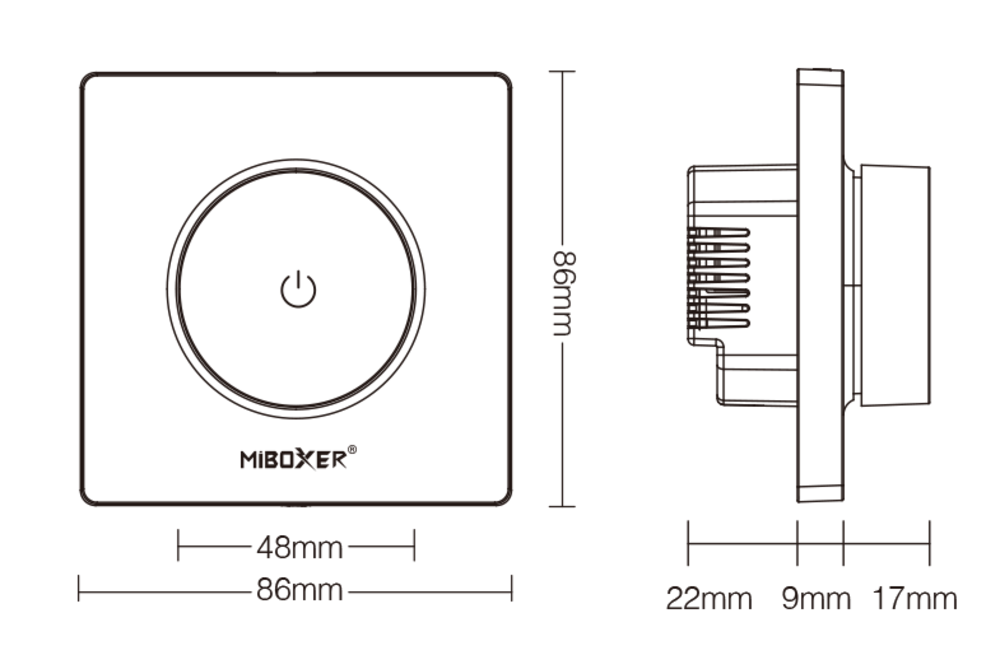MiLight 300W Zigbee 3.0 + RF Triac Dimmer met Draaiknop
