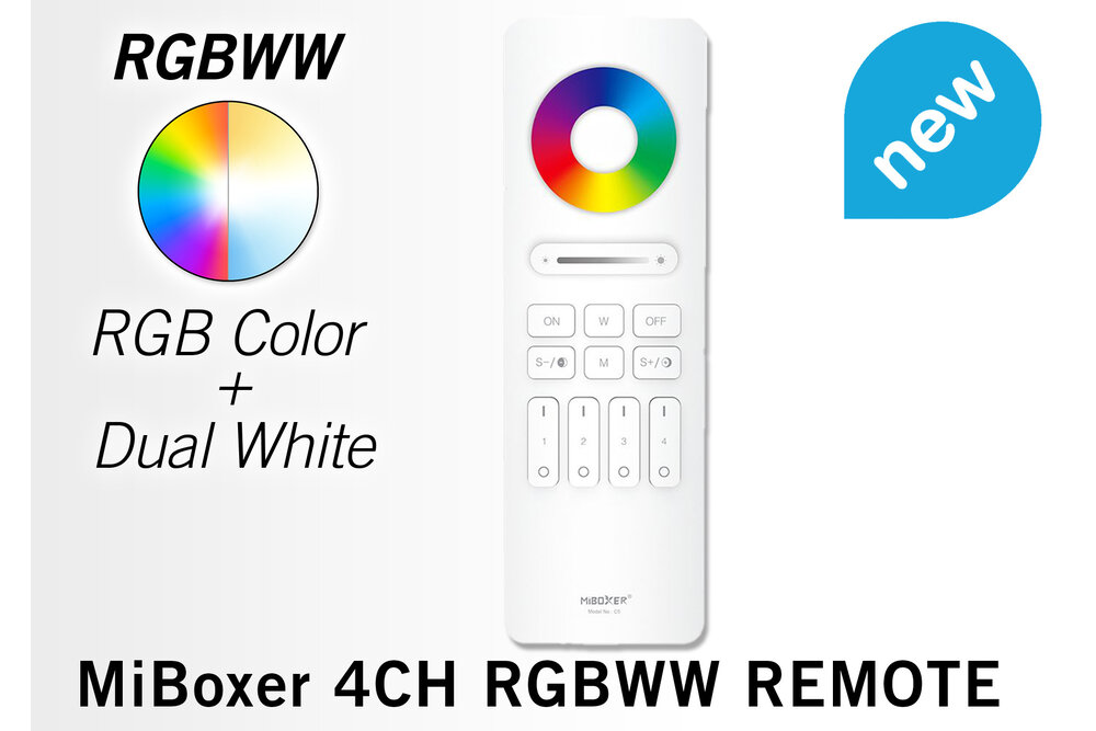 MiLight C5 Witte Touch Remote RGB+Dual White,  Mi-Light  RGBWW met 4-kanalen